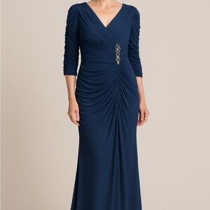 Adrianna Papell Elegant Navy Long Sleeve Dress